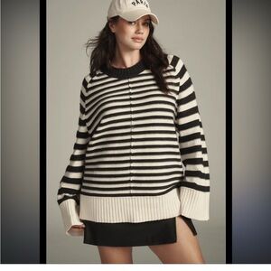 Maeve Black and White Striped Sweater